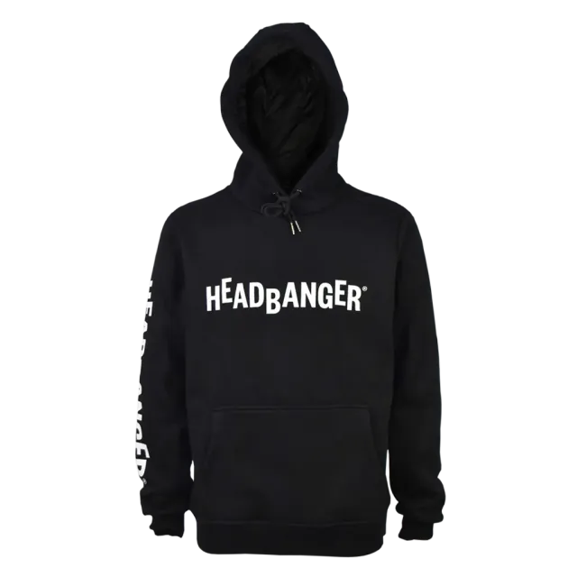 Headbanger Hoodie hættetrøje sort L logo bomuld