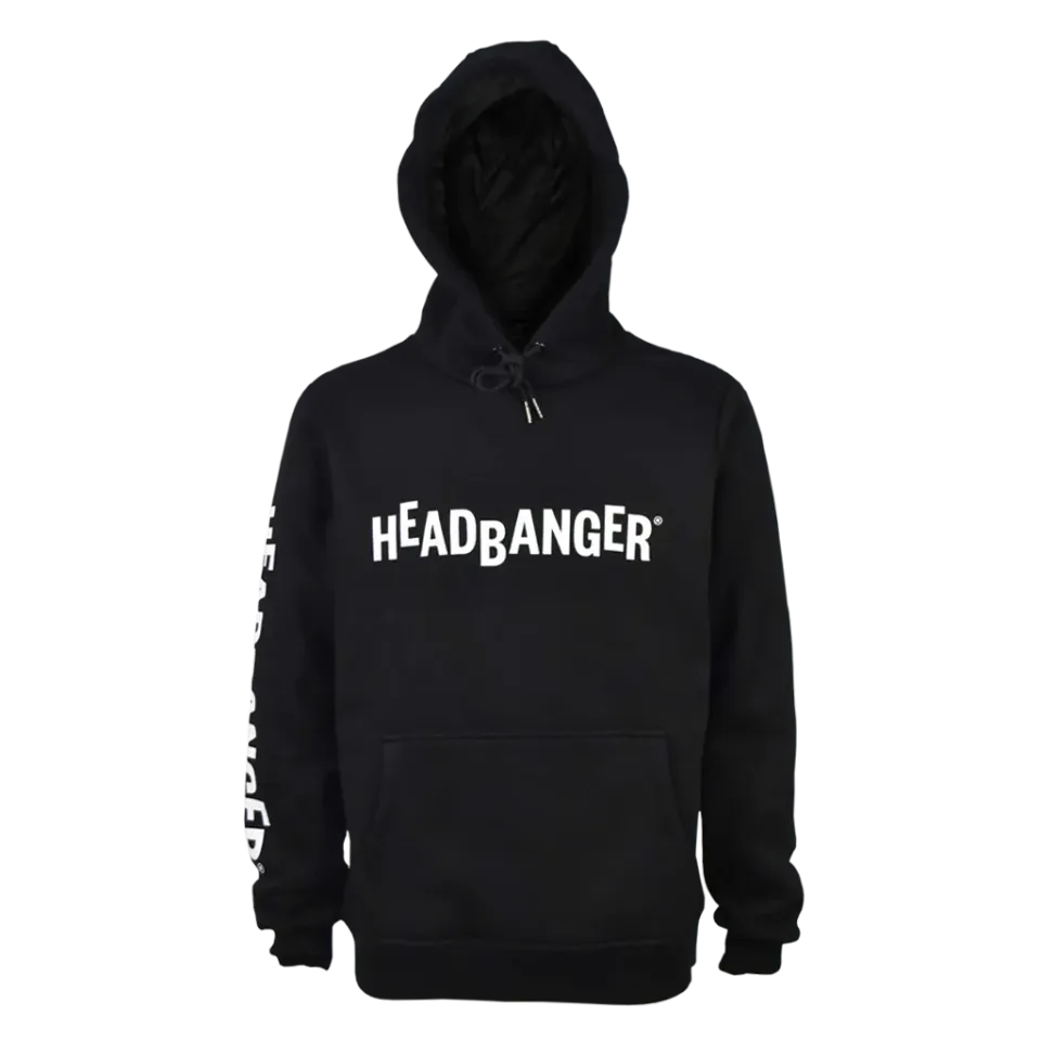 Headbanger Hoodie hættetrøje sort L logo bomuld
