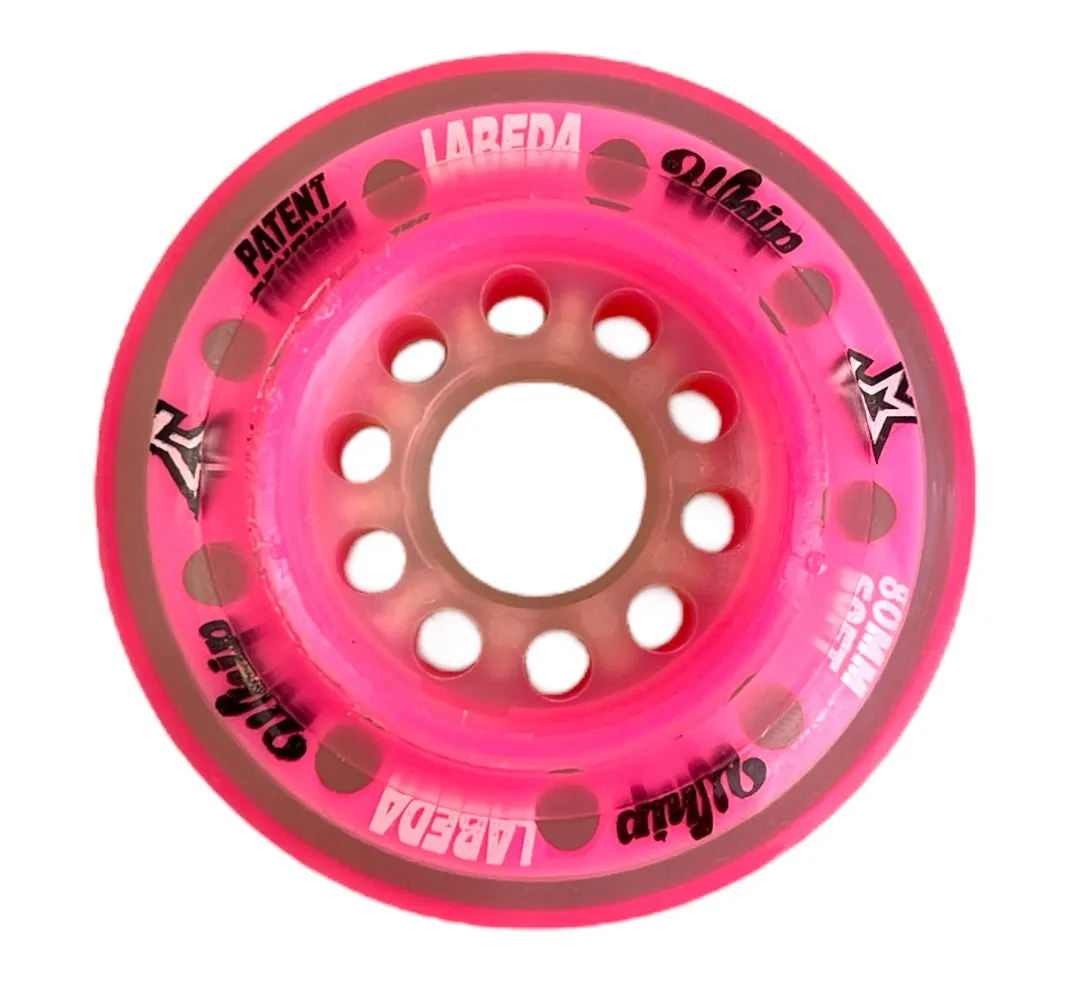 Labeda Whip Soft rullehockeyhjul 76mm pink med spacere