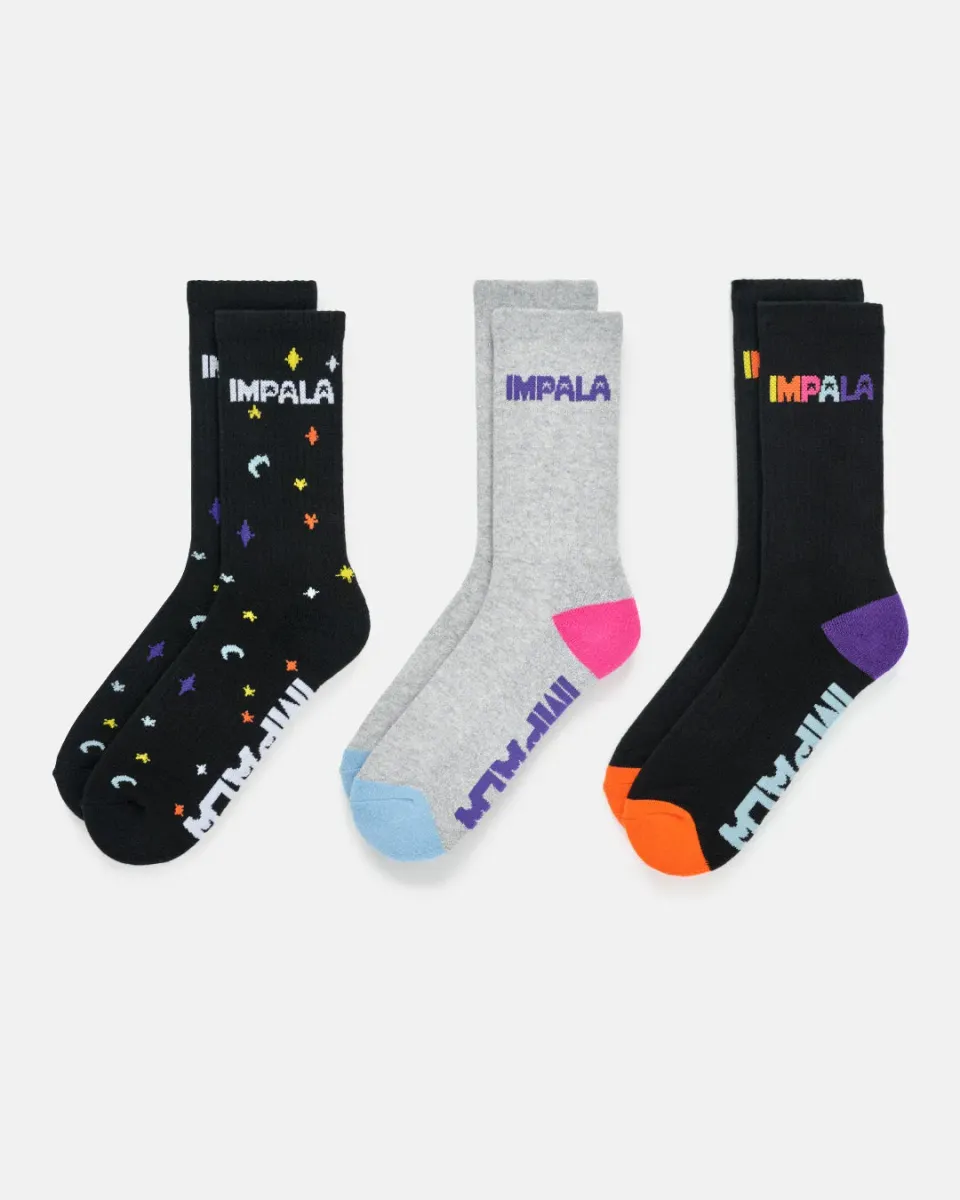 Impala Skate Socks Twinkle skatesokker 3-pak glimmer