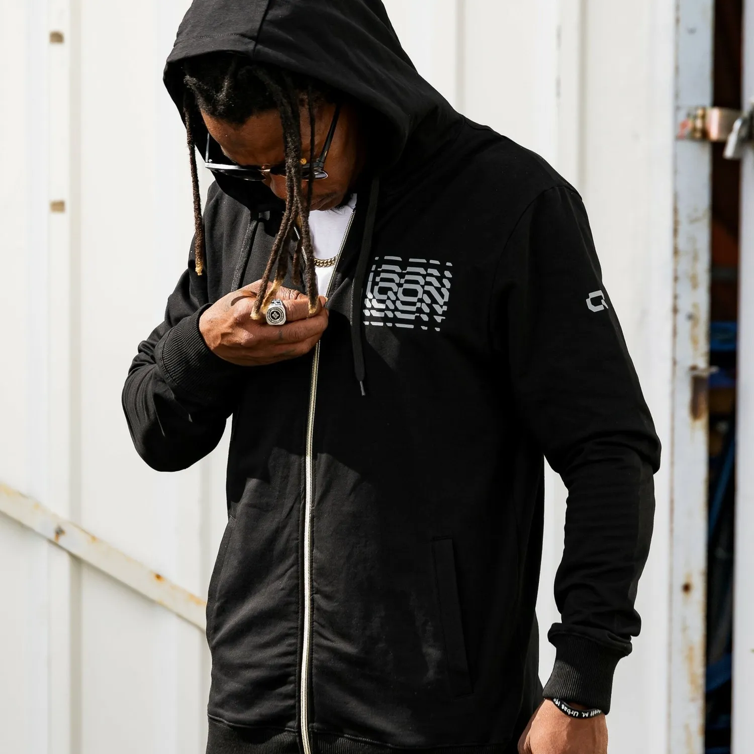IQON Explore Zip Hooded Q hoodie M bomuld sort