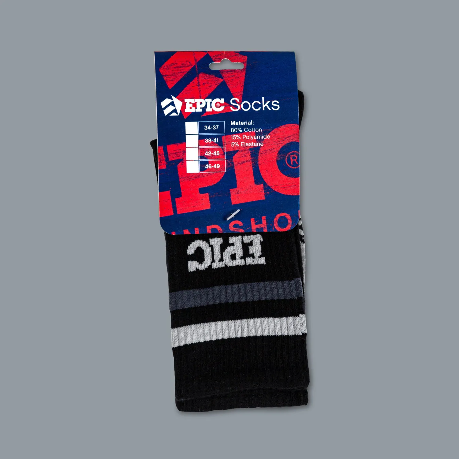 Powerslide Epic Socks skatesokker sort str 38-41 forstærket
