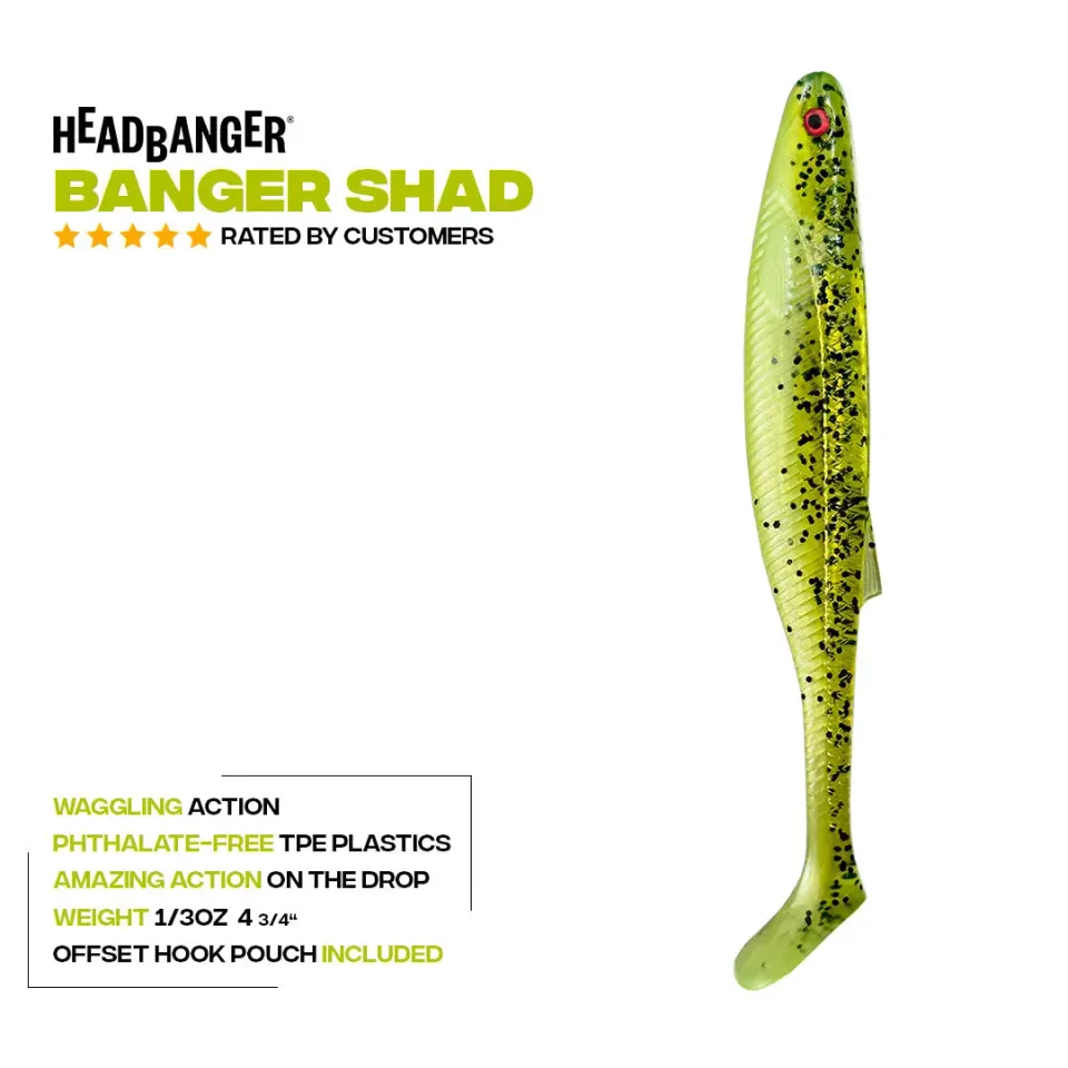 Headbanger BangerShad 4-3/4 gummiagn 5-pak flydende