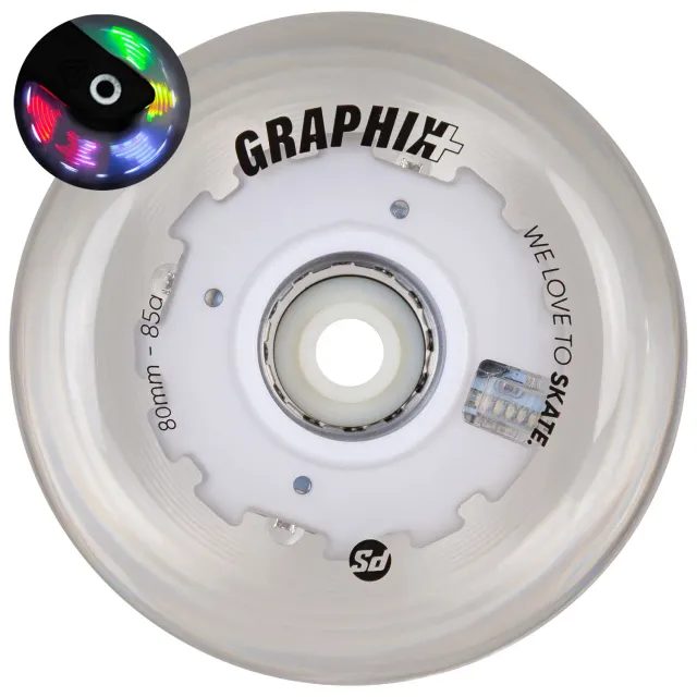 Powerslide Graphix Plus 80mm LED-hjul 1 stk multicolor