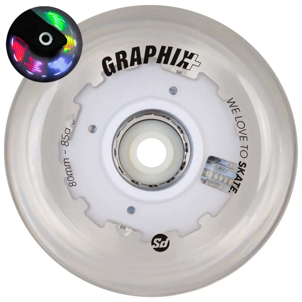 Powerslide Graphix Plus 80mm LED-hjul 1 stk multicolor