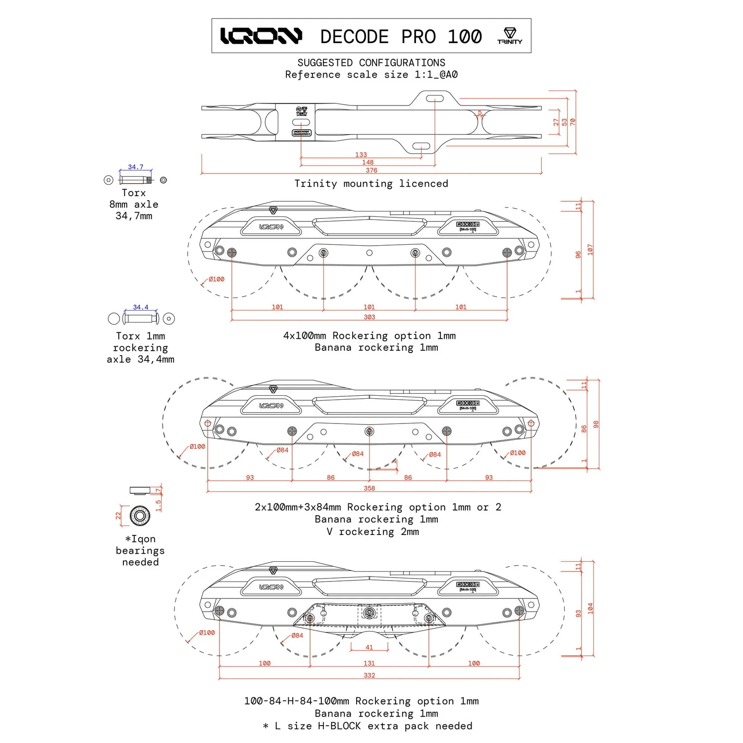 IQON Decode Pro 100 ramme stel blå 4x100 mm