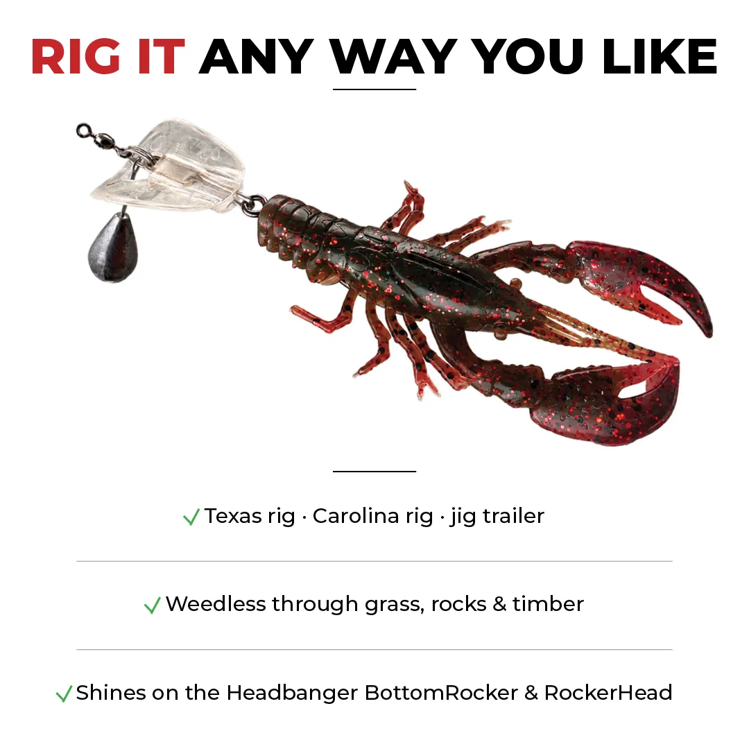 Headbanger RawCraw softbait 3" 5-pak Red Craw