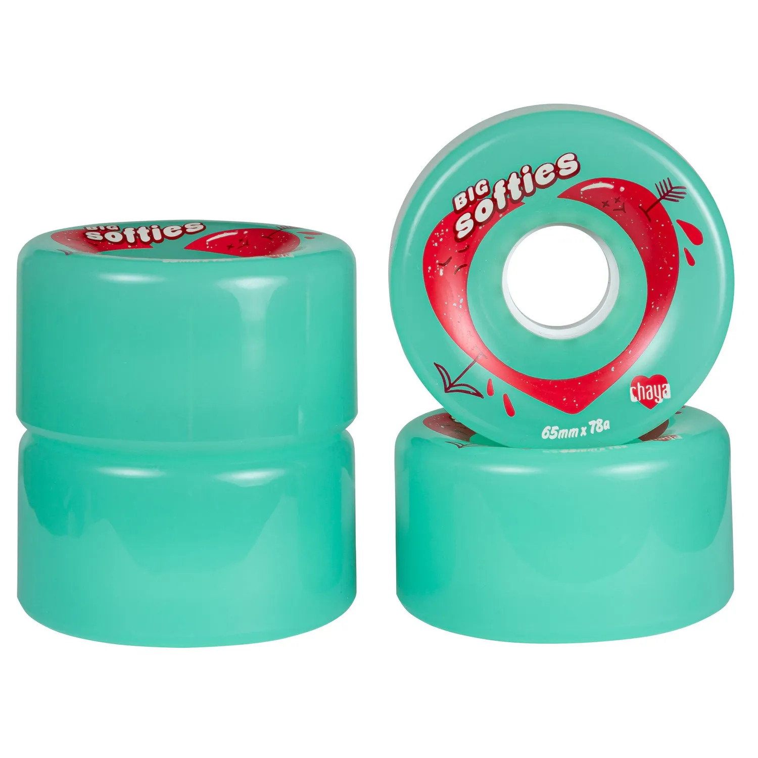 Chaya Big Softies hjul Clear Teal 65mm 4-pak