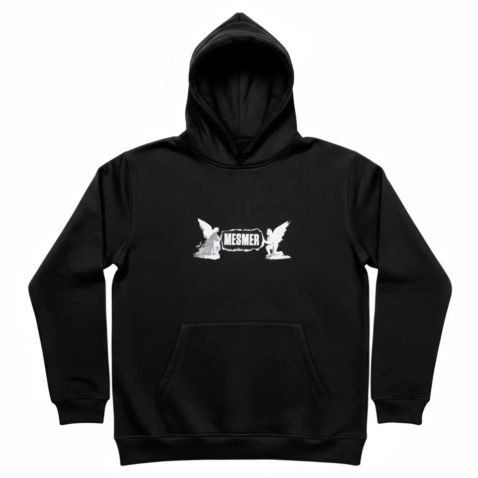 Mesmer Angel or Demon hoodie sort bomuld
