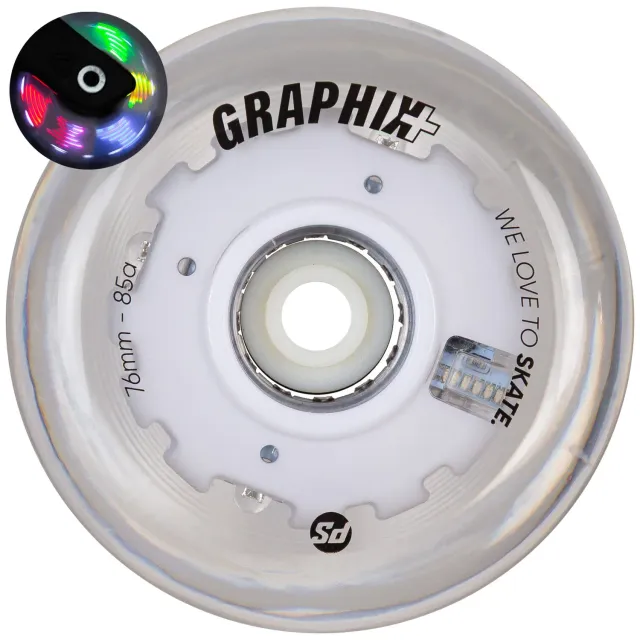 Powerslide Graphix Plus 76mm LED inlinerhjul 1 stk multicolor