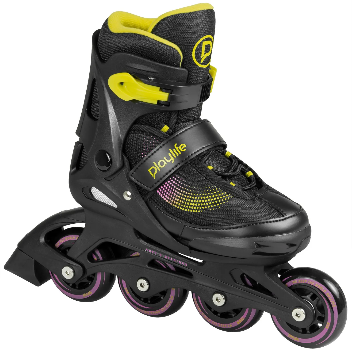 Playlife Joker Yellow Glow rulleskøjter 28-31 justerbare + beskyttelse