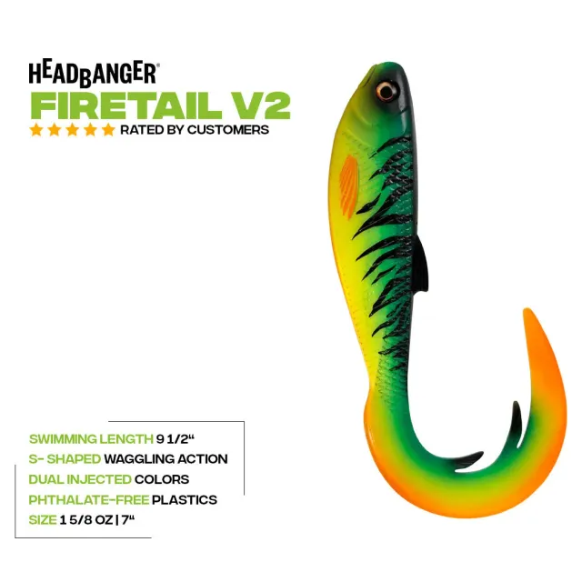 Headbanger FireTail gummiagn V2 7" Firetiger S-formet
