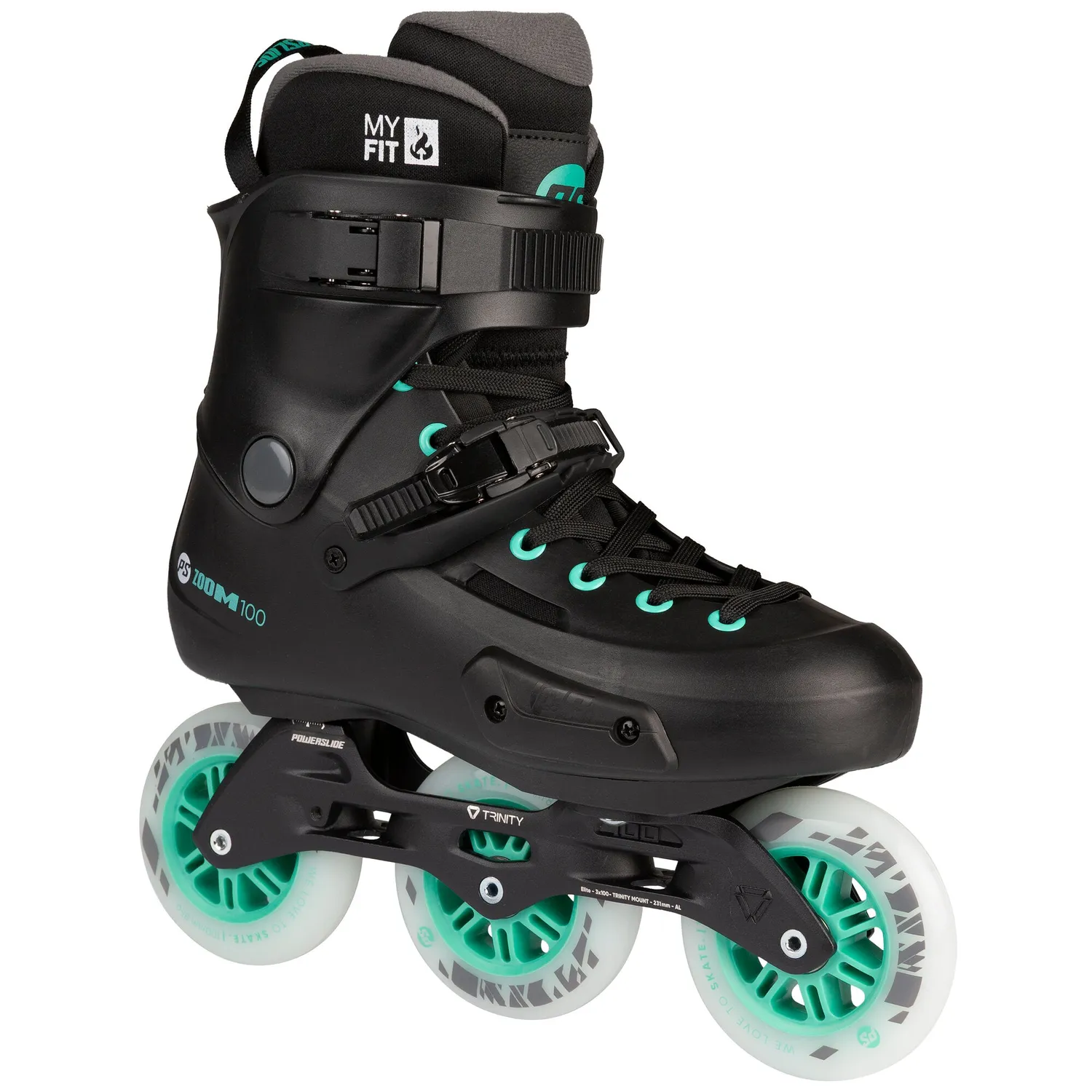 Powerslide Zoom Pro 100 Black Mint rulleskøjter 100 mm