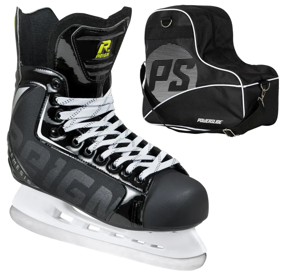 Powerslide Nemesis ishockeyskøjter sort bundle med taske