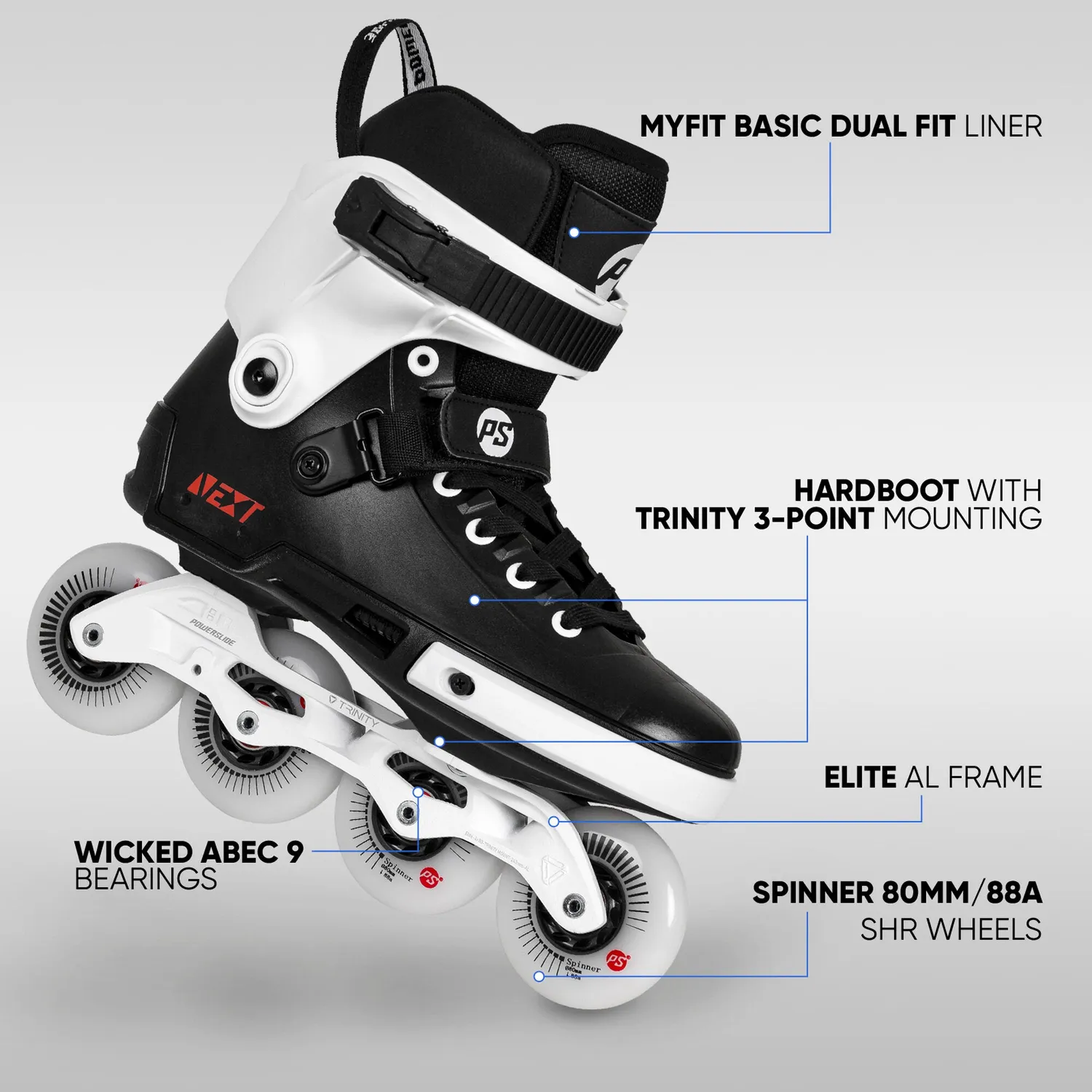 Powerslide Next Core Black 80 rulleskøjter urban