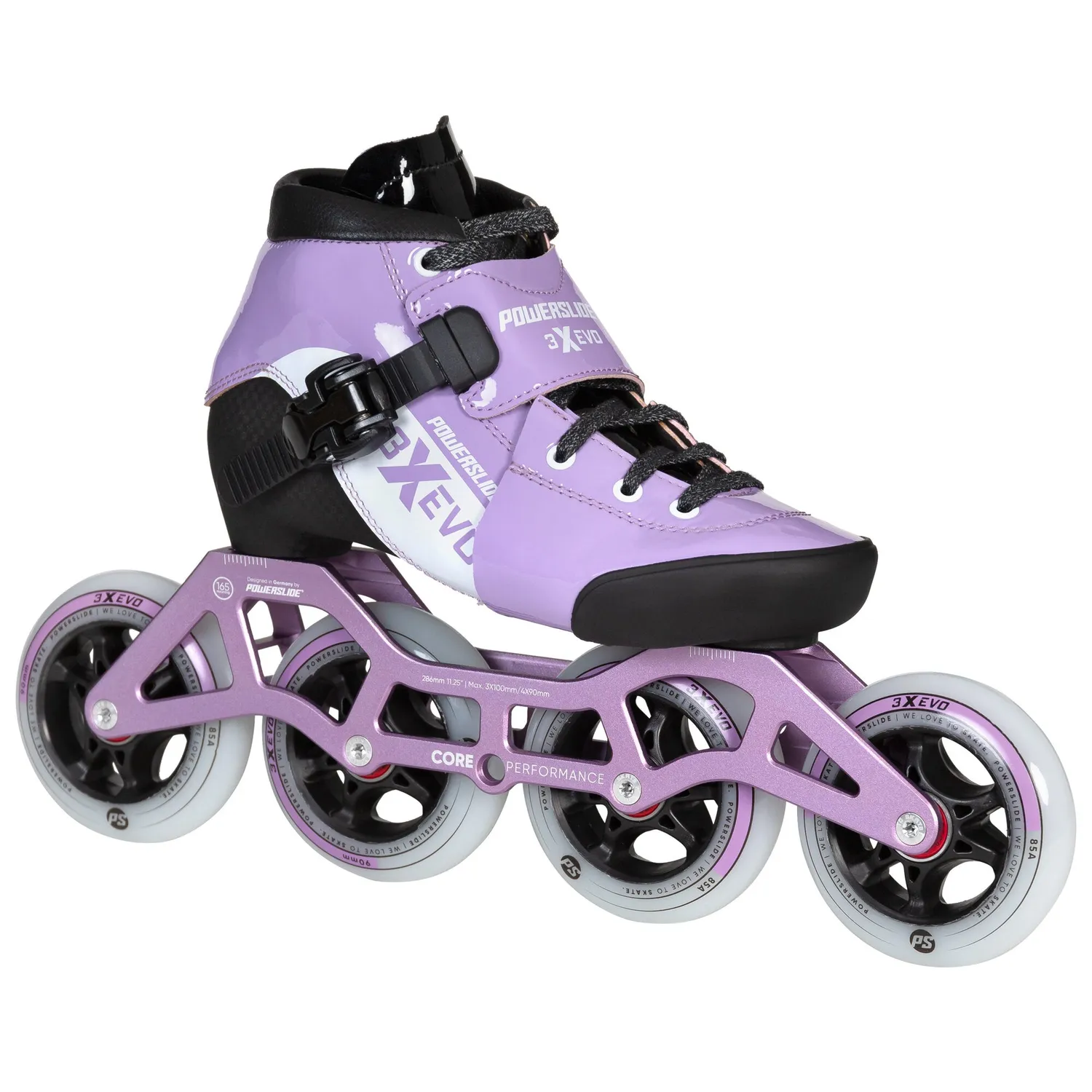 Powerslide 3X Evo justerbar speedskøjte lavender 4x84