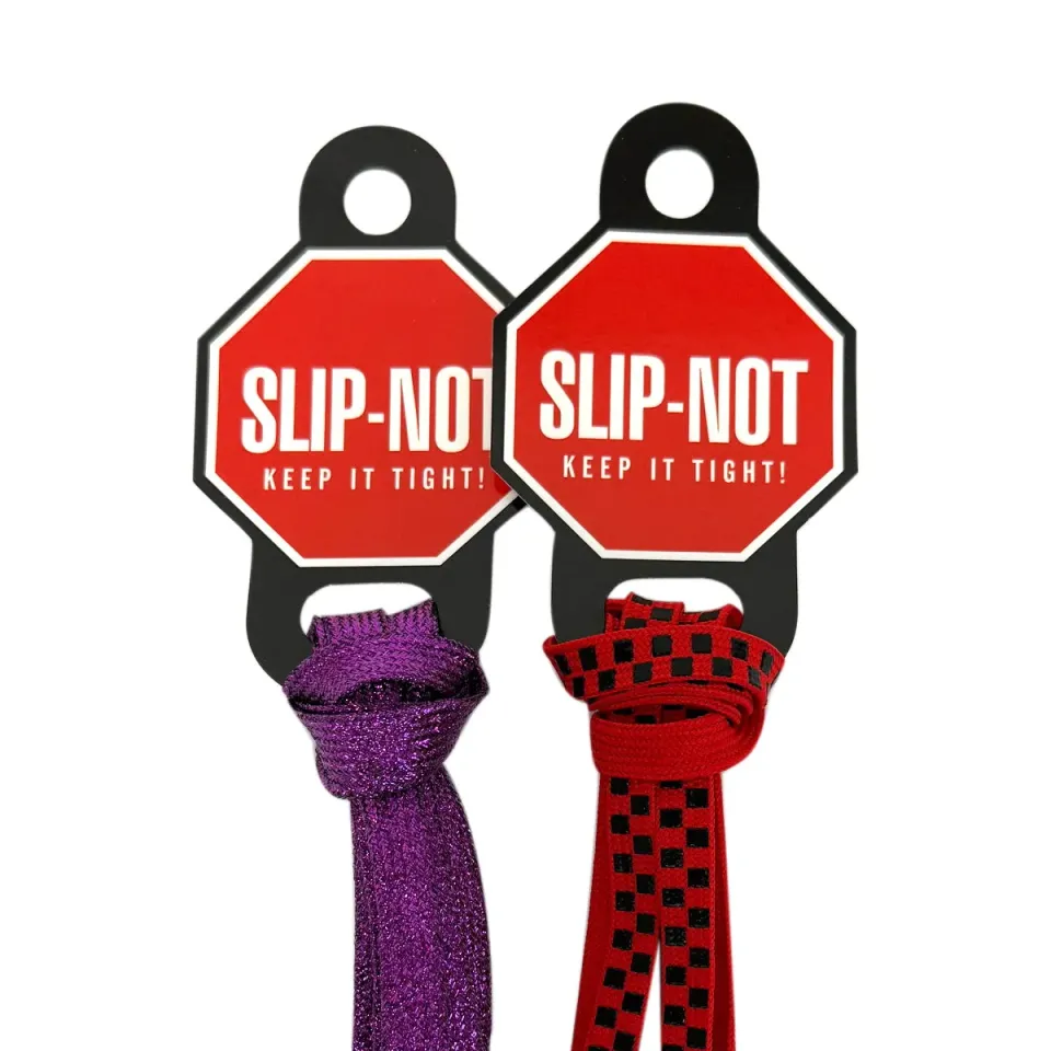 Sure-Grip Slip-Not snørebånd rød sort skridsikker