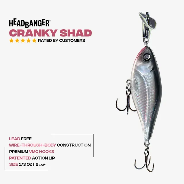 Headbanger Cranky Shad 2-1/2 wobler Black Silver synkende