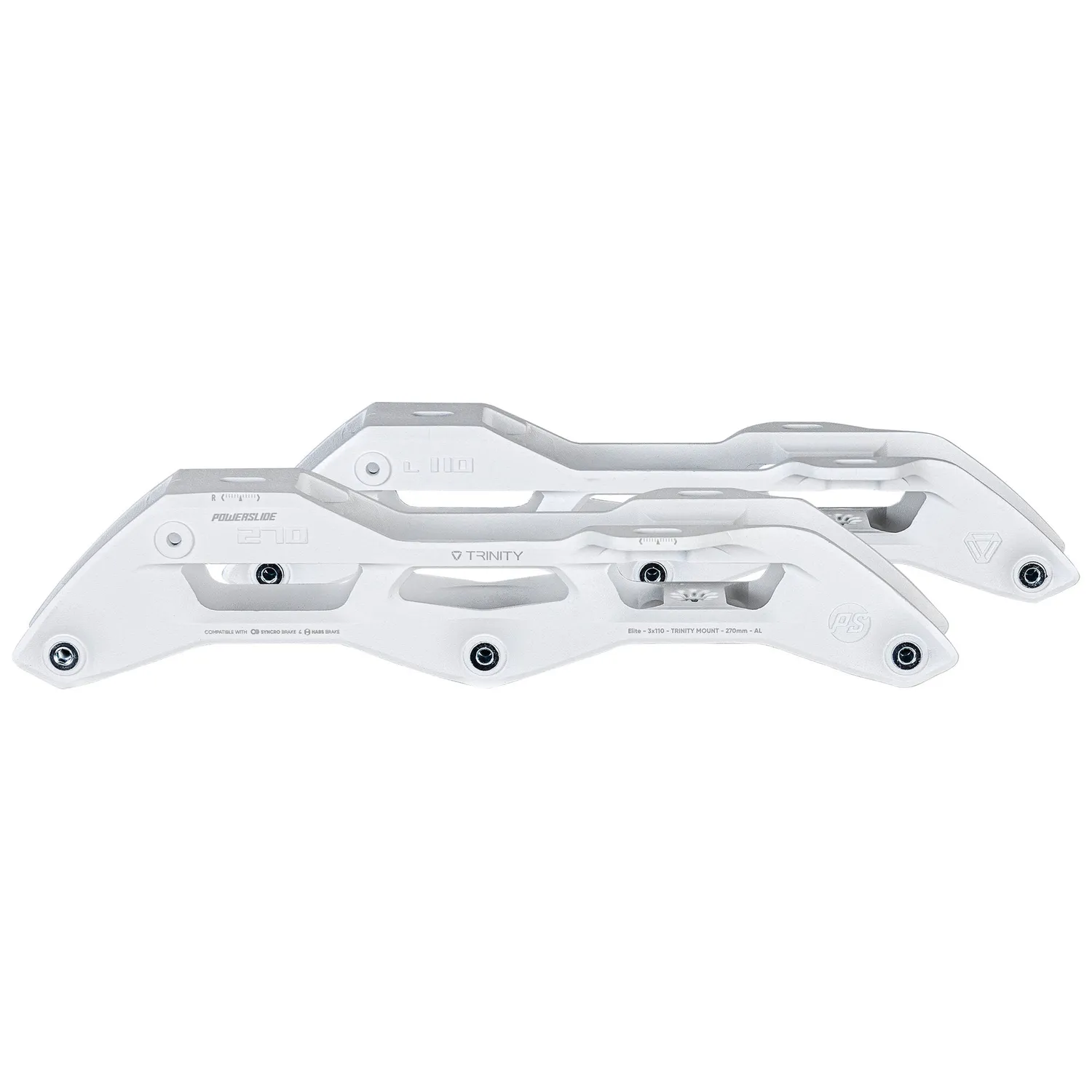 Powerslide Elite Syncro AL 270 rulleskøjtestel hvid 3x110