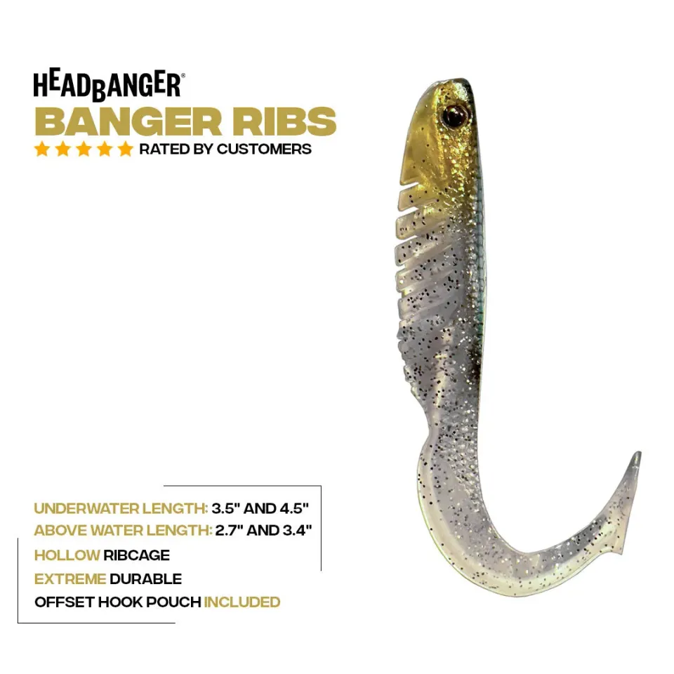 Headbanger BangerRibs 3-1/2 gummiagn 5-pak Lime Shad