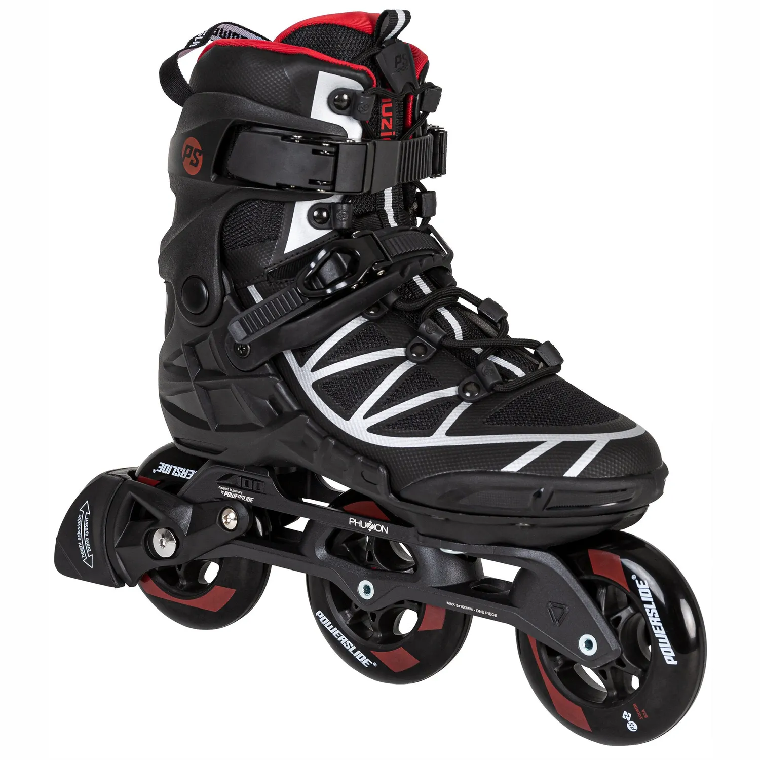 Powerslide Phuzion Argon Scarlet 100 rulleskøjter 3x100 mm