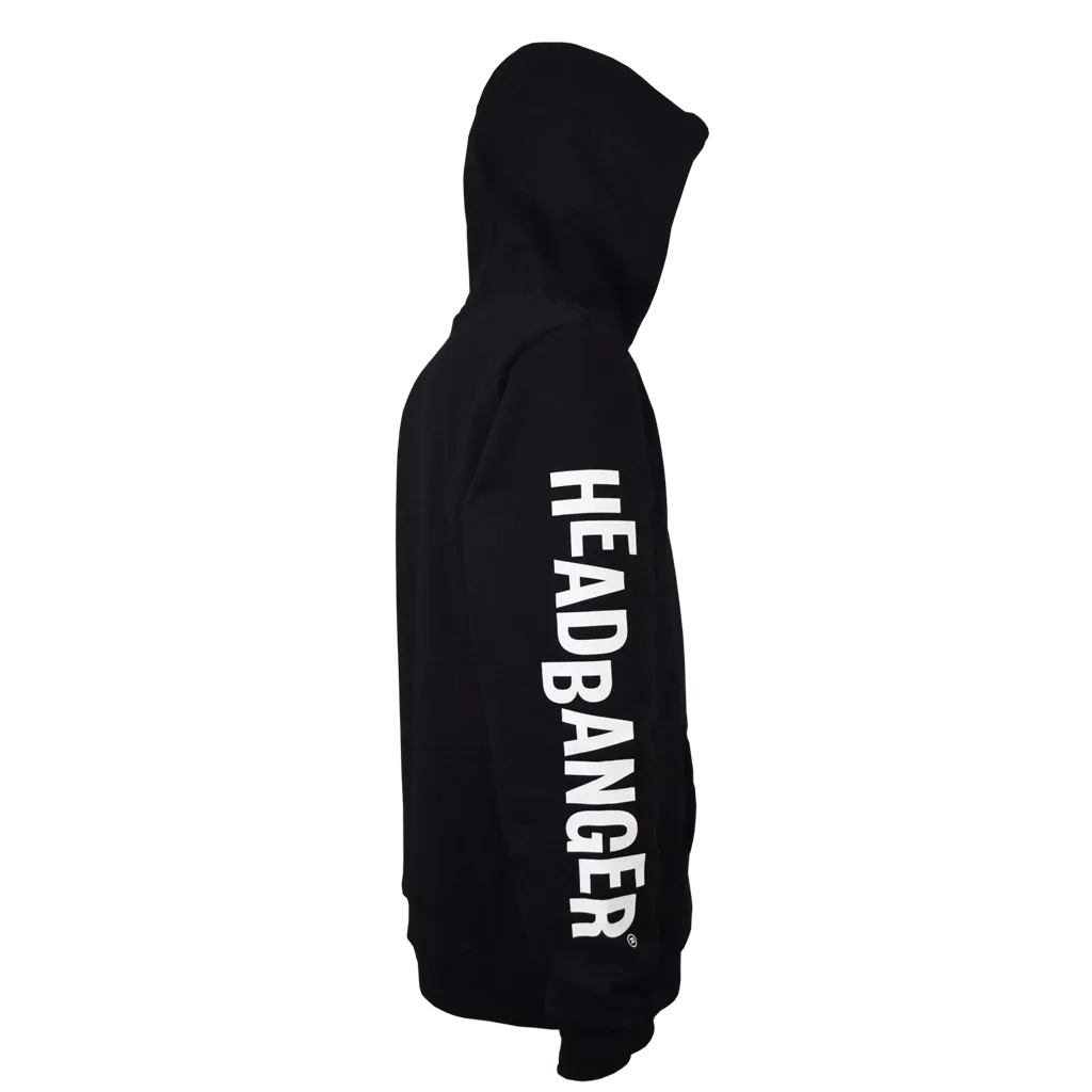 Headbanger Hoodie hættetrøje sort L logo bomuld