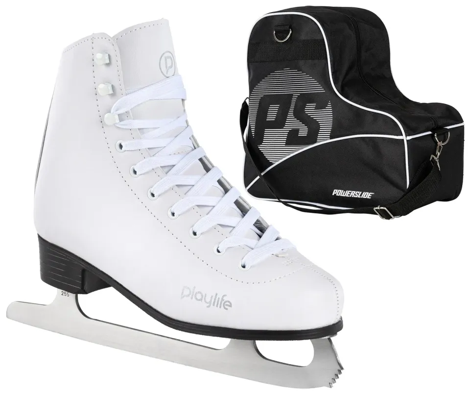 Playlife Classic White skøjter + taske bundle hvid