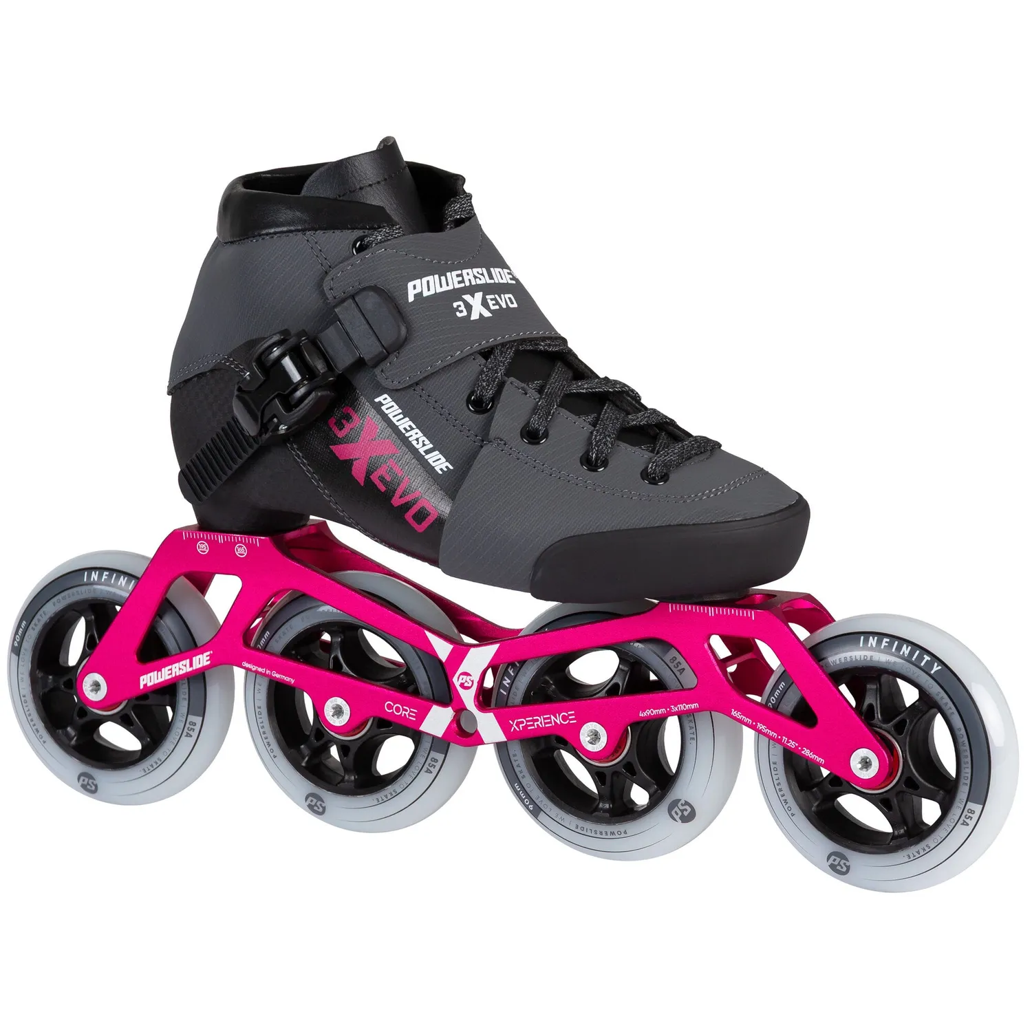 Powerslide Triple X Evo Hot Pink rulleskøjter 31-34 justerbar