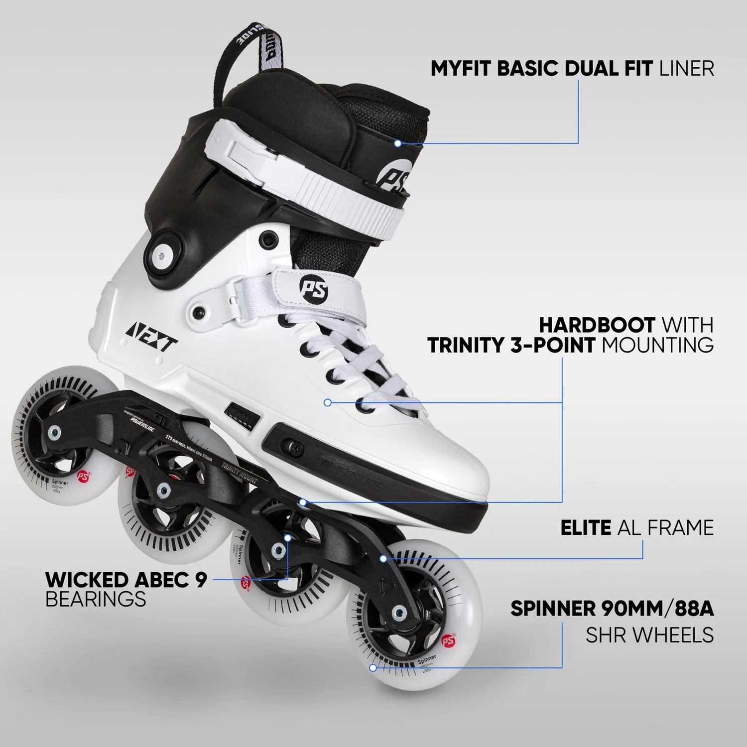 Powerslide Next Core Black 90 rulleskøjter 90 mm