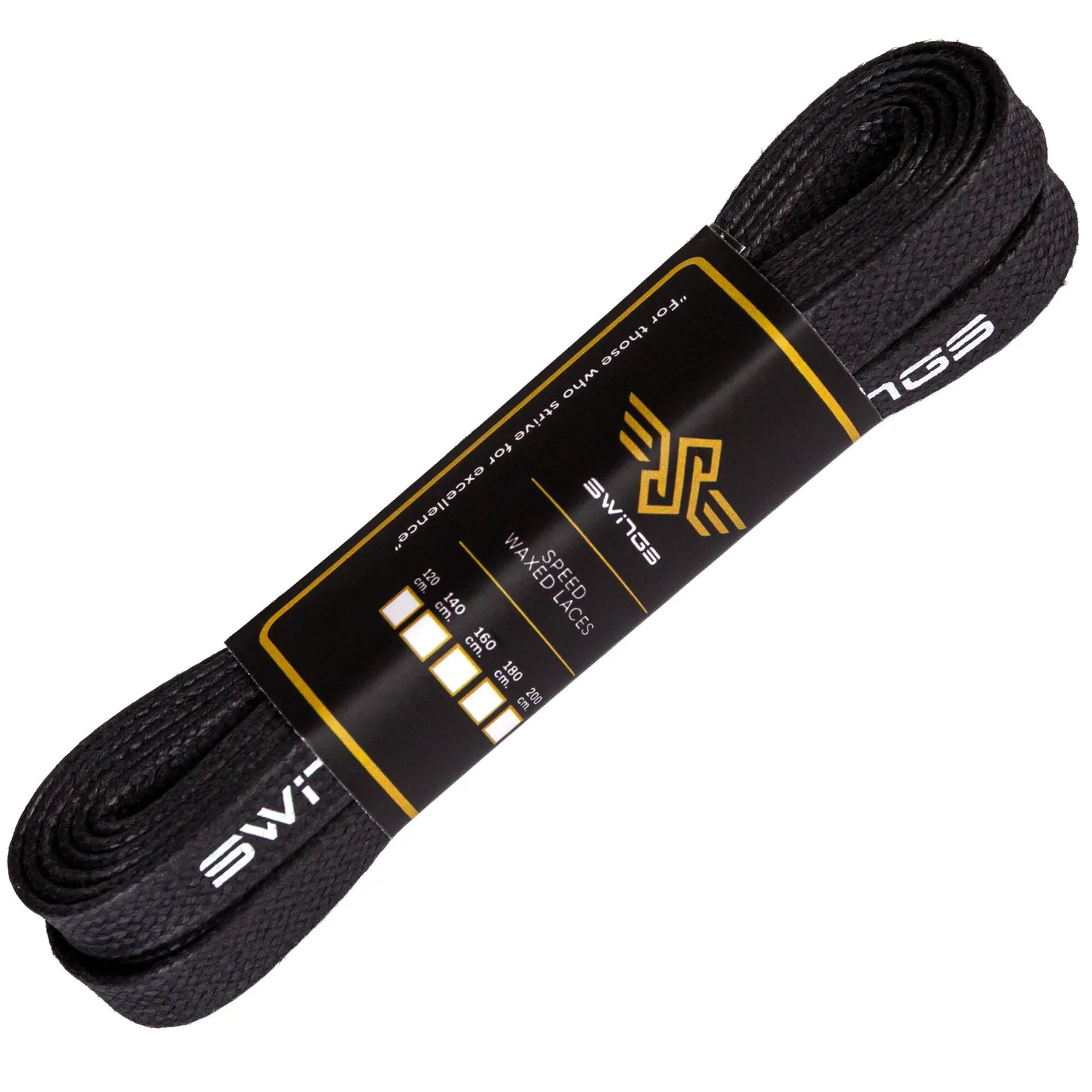Swings Superlaces snørebånd sort voksede 8mm