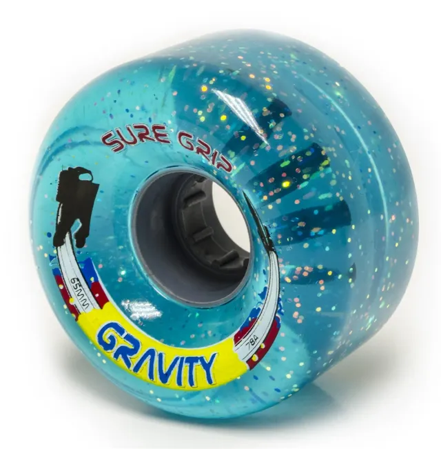 Sure-Grip Gravity hjul blue glitter 65mm 8-pak