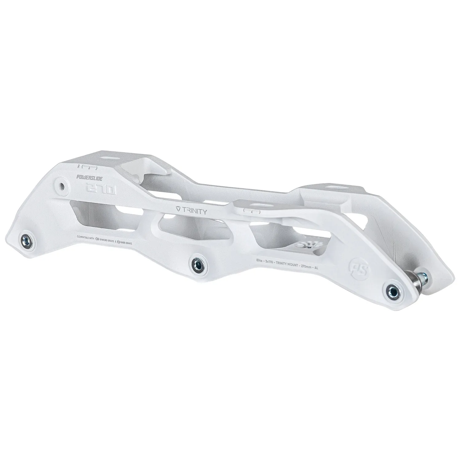 Powerslide Elite Syncro AL 270 rulleskøjtestel hvid 3x110