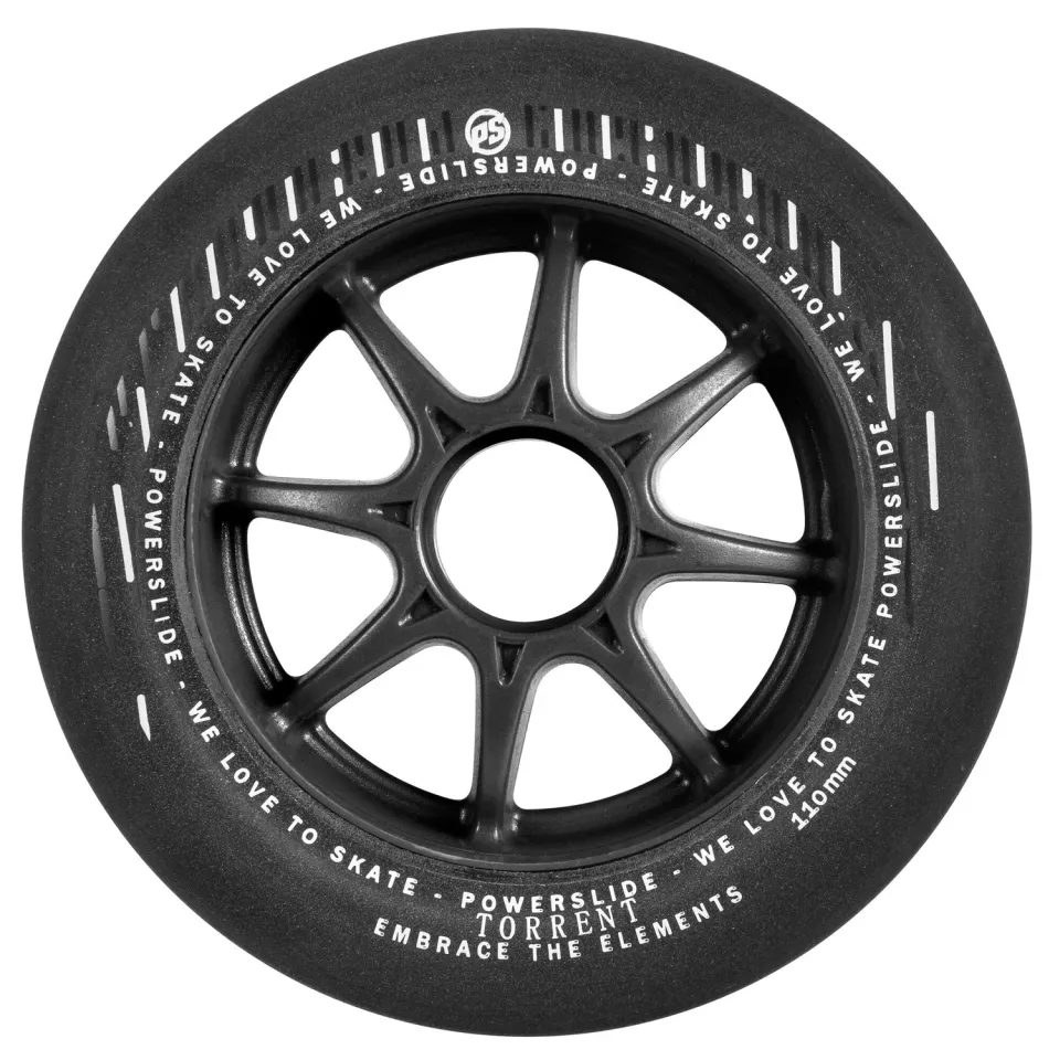 Powerslide Torrent hjul 110 mm 84A regn 4-pak sort
