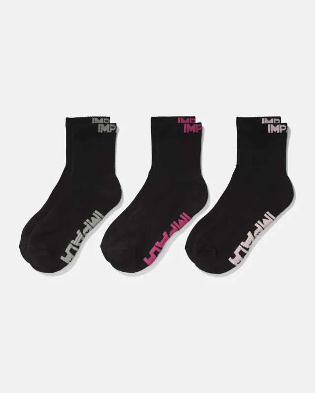 Impala Everyday Sock 3pk strømper sort økologisk bomuld