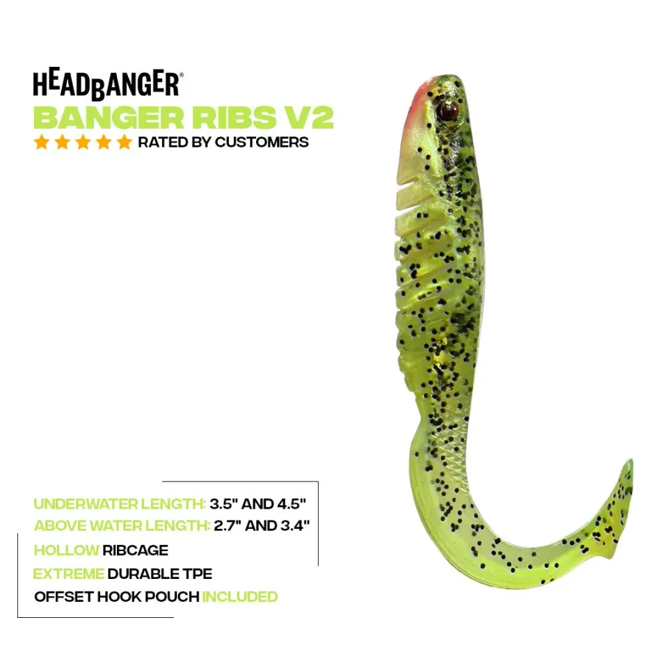Headbanger BangerRibs V2 gummiagn 2-3/4" Lime Shad 5-pak