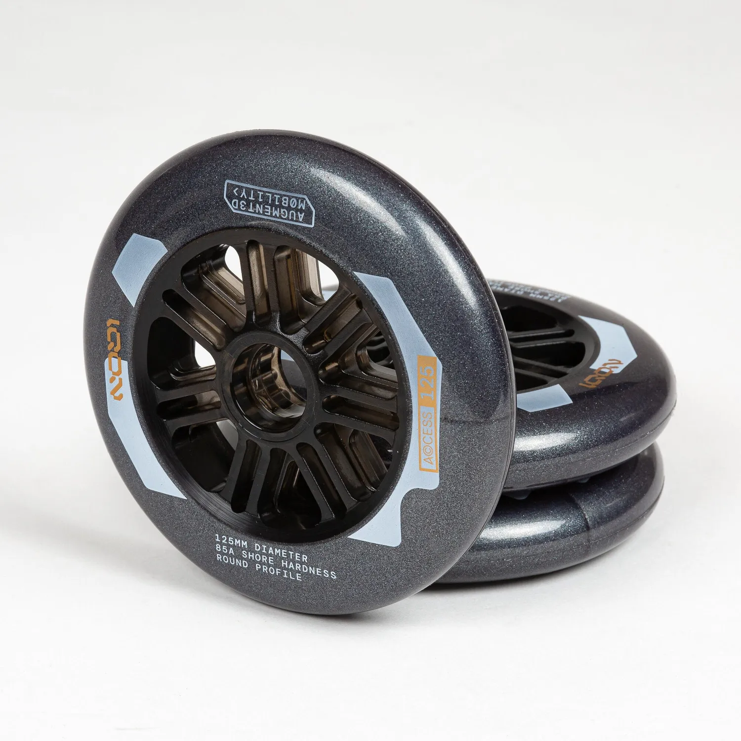 Powerslide Access 125 hjul dark grey 3-pak rund profil
