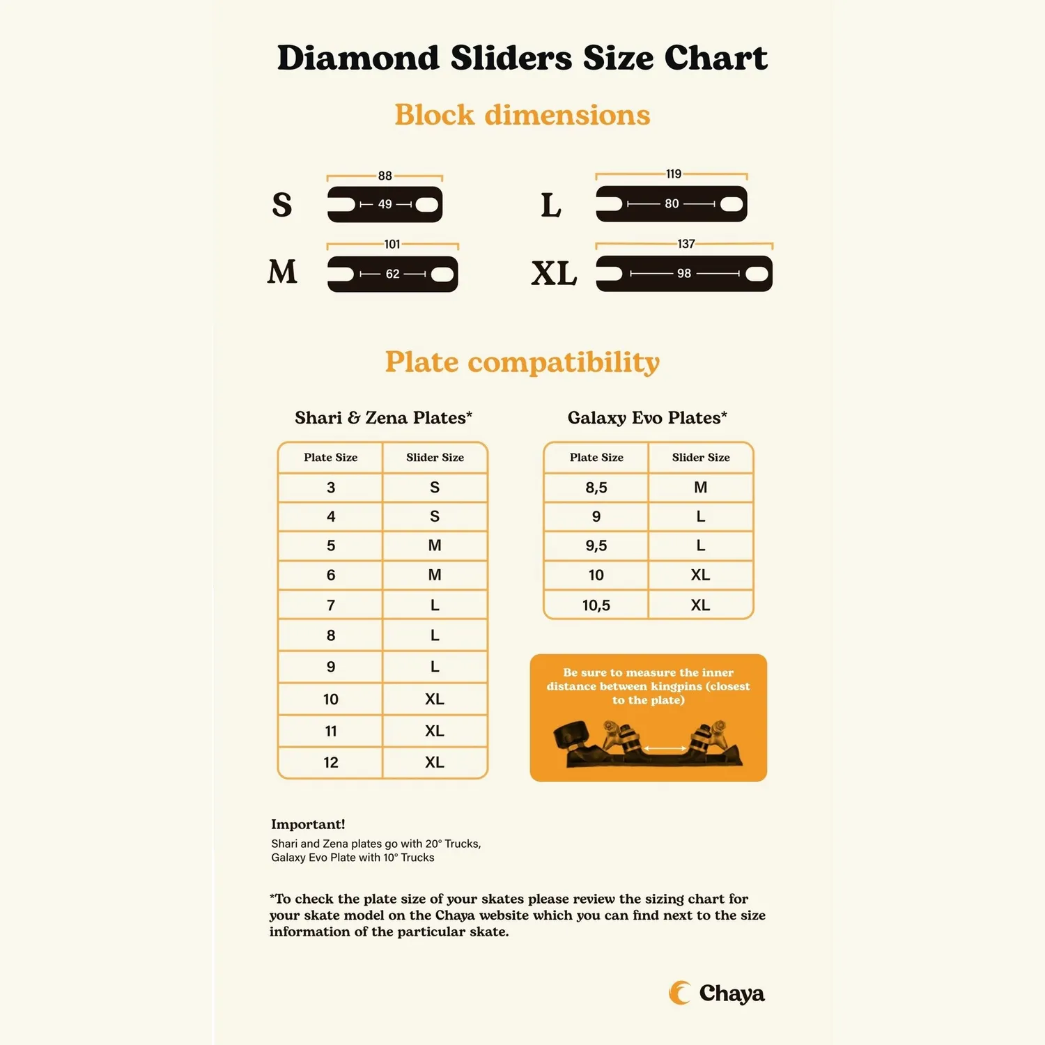 Chaya Diamond Slider grindblok sort str M plate 5-6