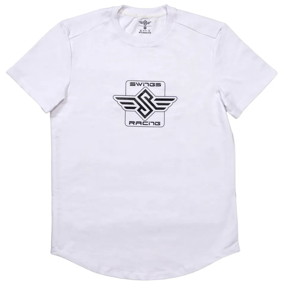 Swings Racing Tee T-shirt hvid bomuld XS-XL