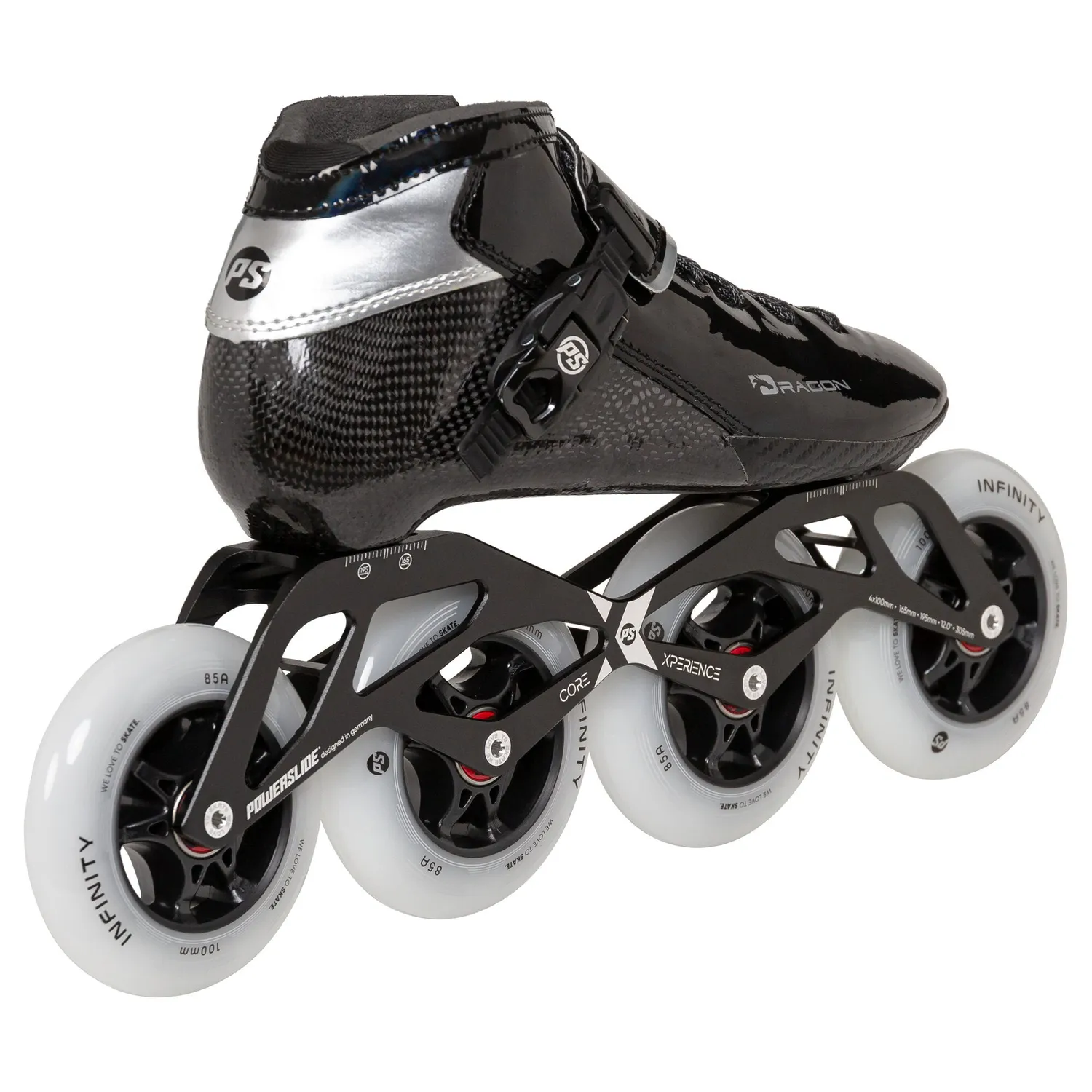 Powerslide Dragon Black 100 børnespeedskøjter 4x100 carbon