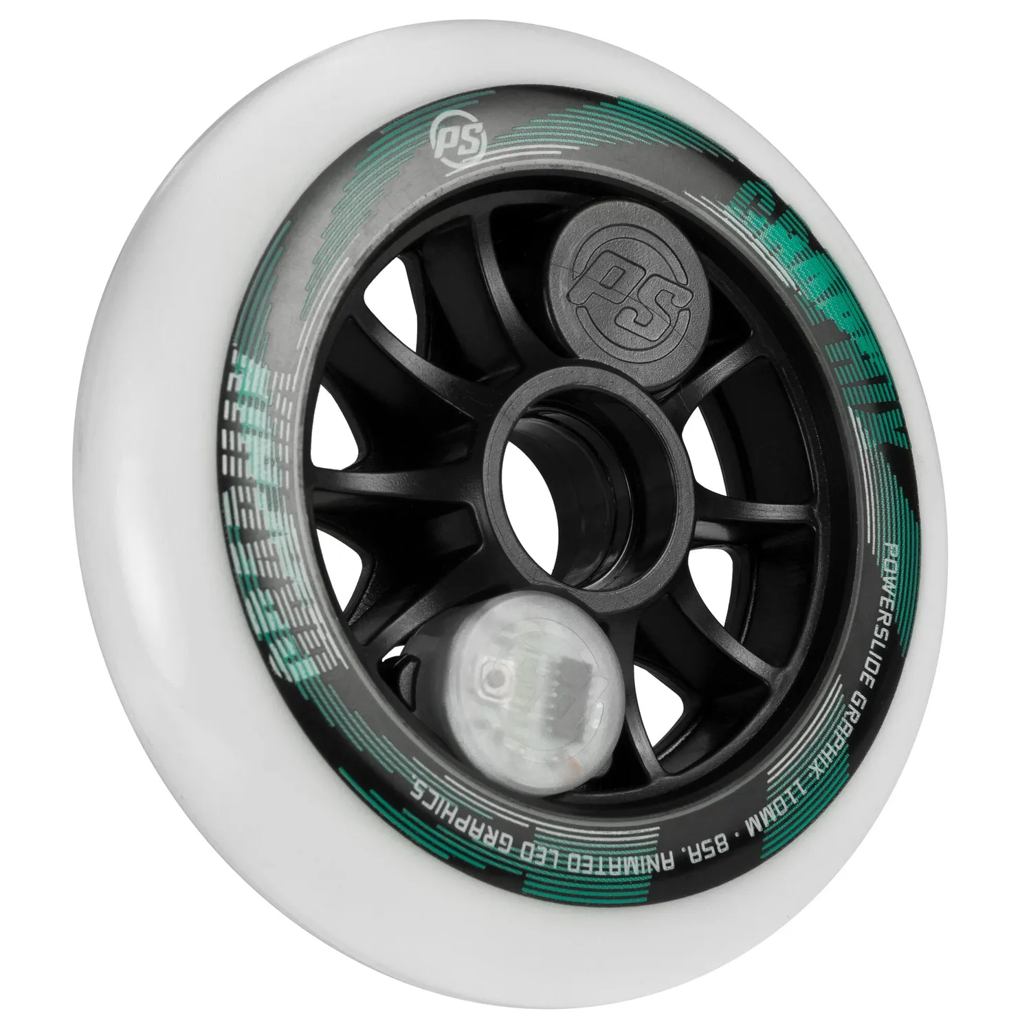 Powerslide Graphix 110/85A LED hjul hvid 1 stk venstre