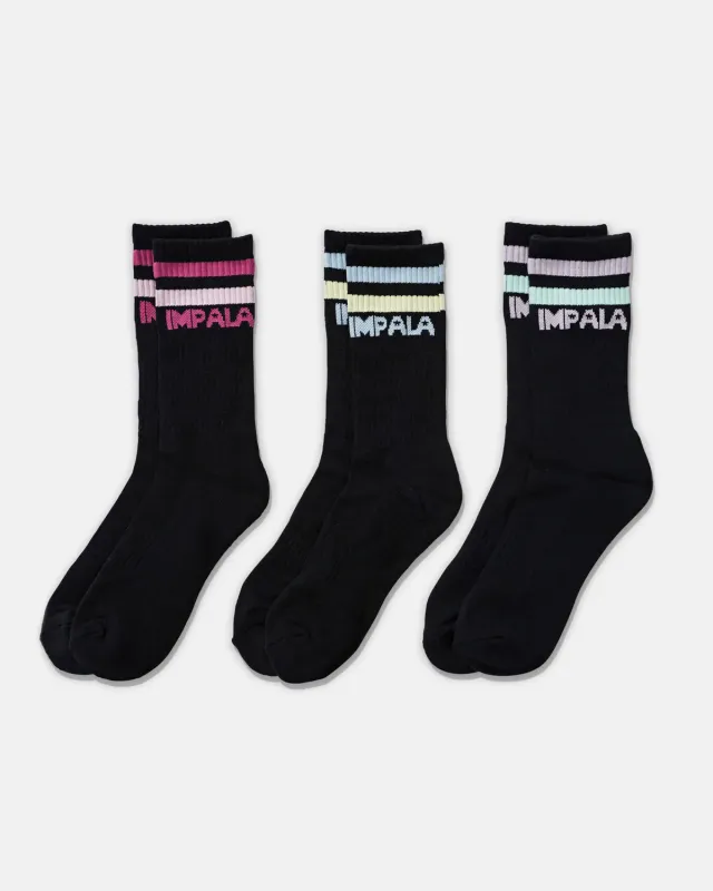 Impala Stripe Sock strømper sort 3-pak