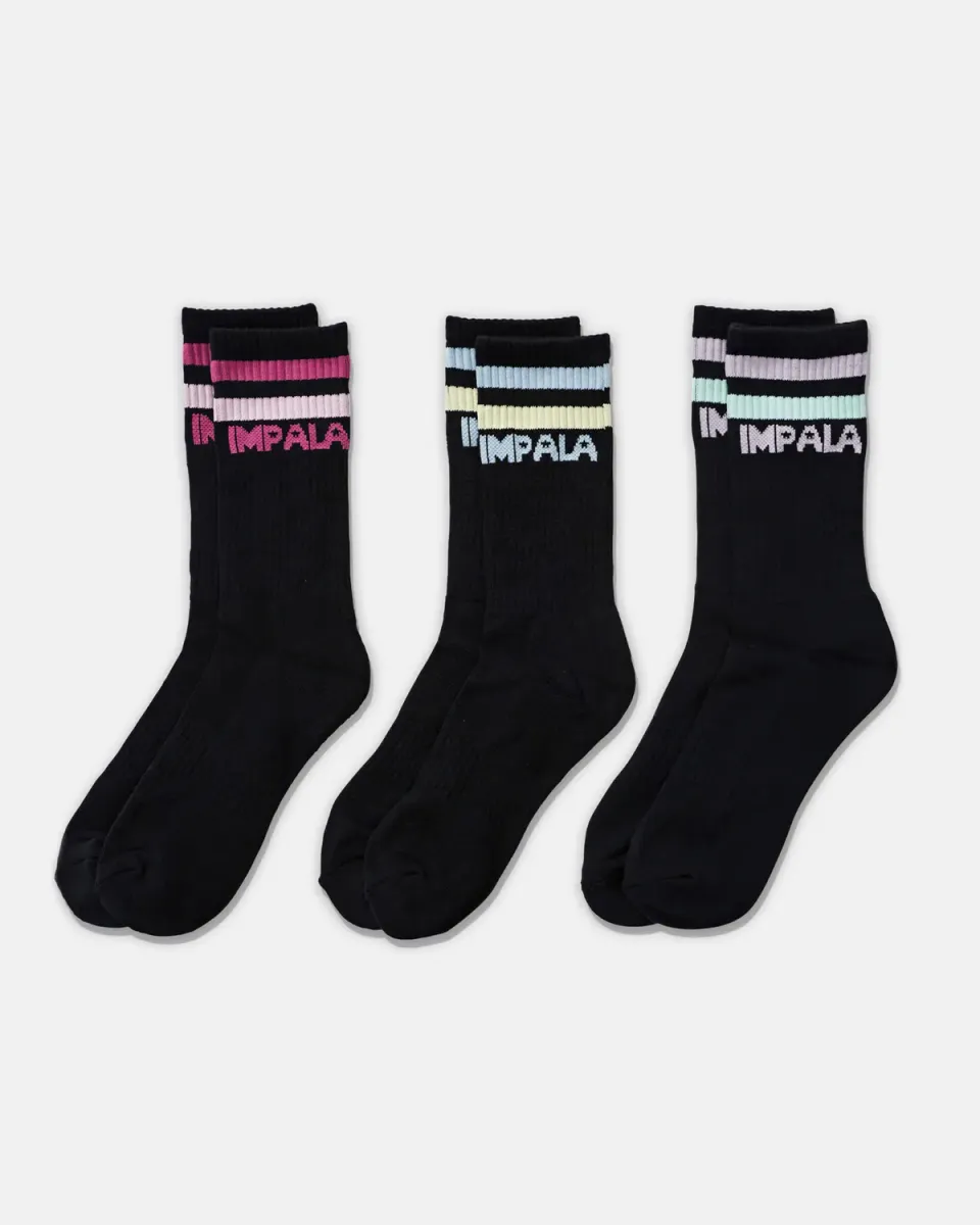 Impala Stripe Sock strømper sort 3-pak
