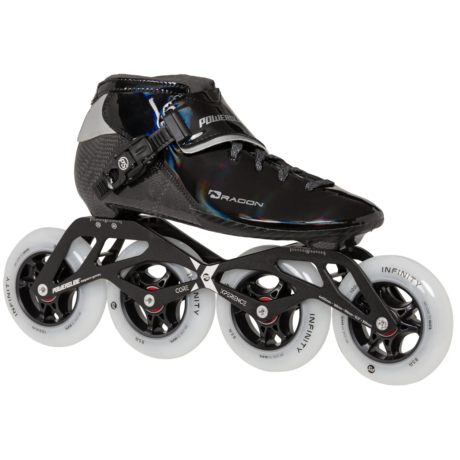 Powerslide Dragon Black 100 børnespeedskøjter 4x100 carbon