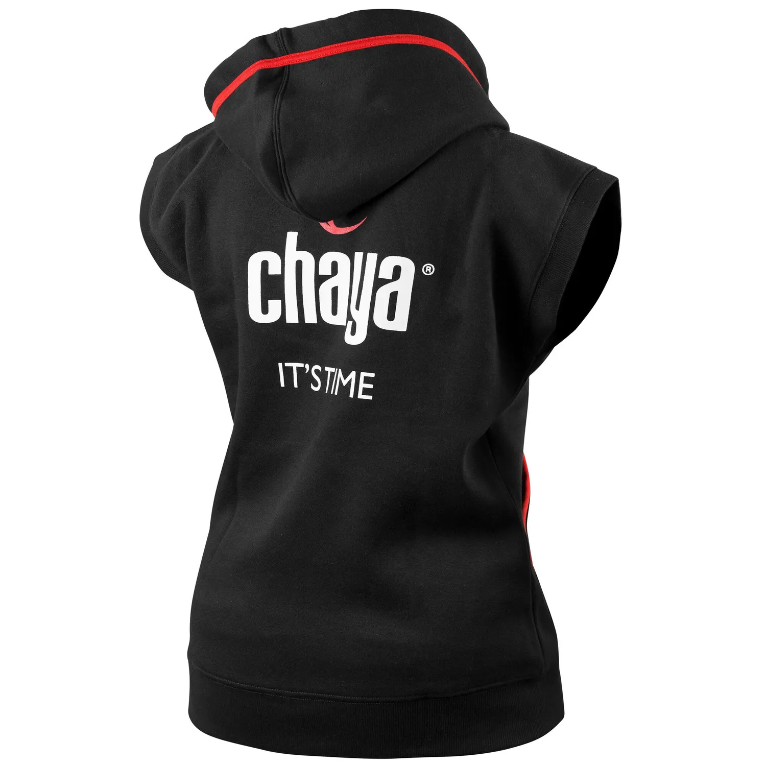 Chaya Logo hættetrøje ærmeløs sort lynlås
