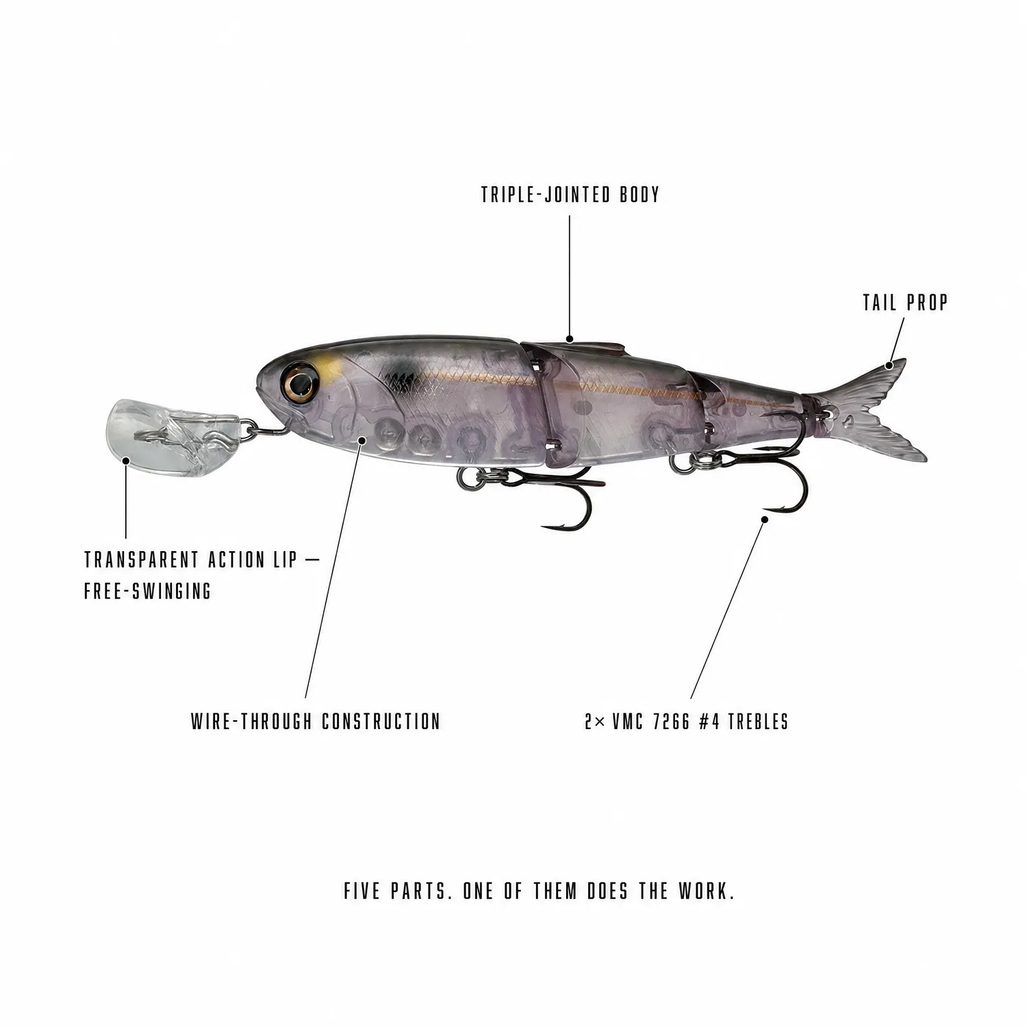 Headbanger Spitfire 6-1/2" overfladeagn Ghost Shad