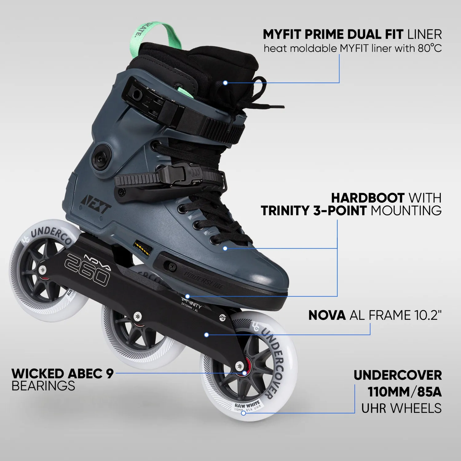 Powerslide Next Pro 110 inliners blå 3-hjul